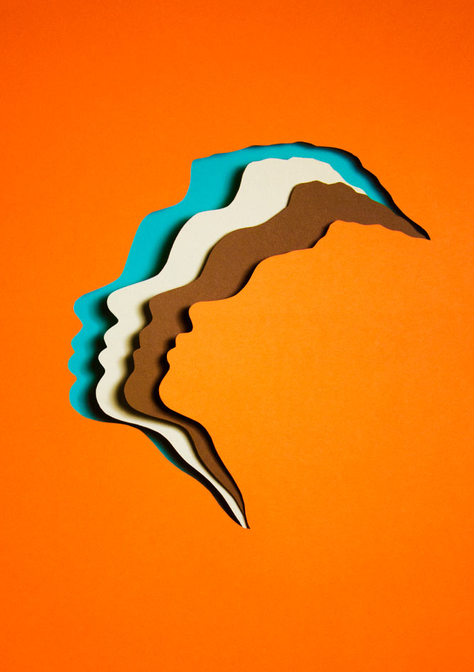diseño con siluetas de caras diseño con caras